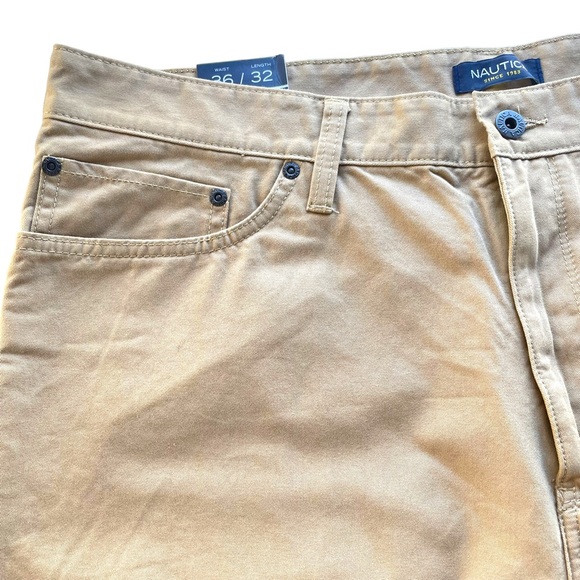 Nautica Tan Khaki Straight Fit Spinnaker Pant 100% Cotton in Size 36W x 32L NWT - Picture 7 of 13